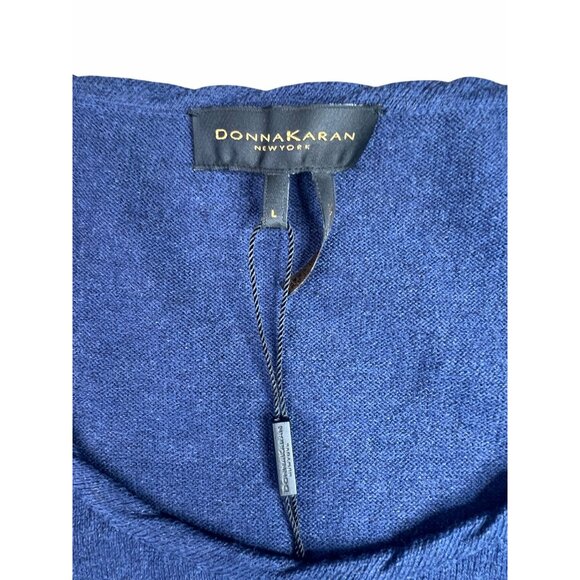 DONNA KARAN Womens Navy Textured Layered Sleeveless Scoop Neck Tank Large - Picture 9 of 11